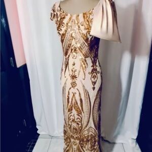 Formal and Elegant, Cream and Gold Women's Dress